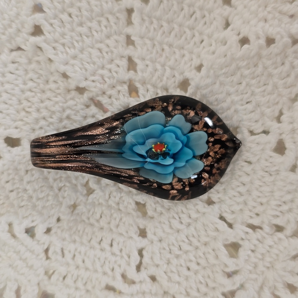 Flower Art Blown Glass Pendant, EUC - Picture 2 of 5